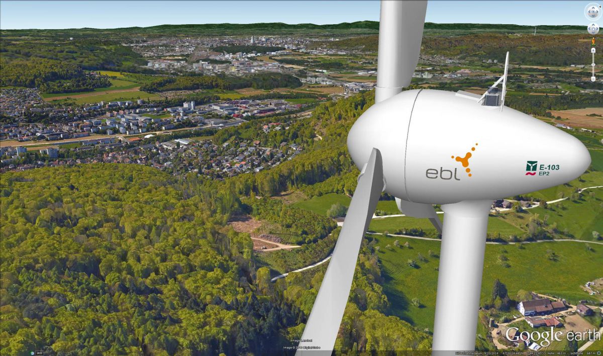 Windkraftanlage auf dem Schleifenberg (Visualisierung Wind-Still)