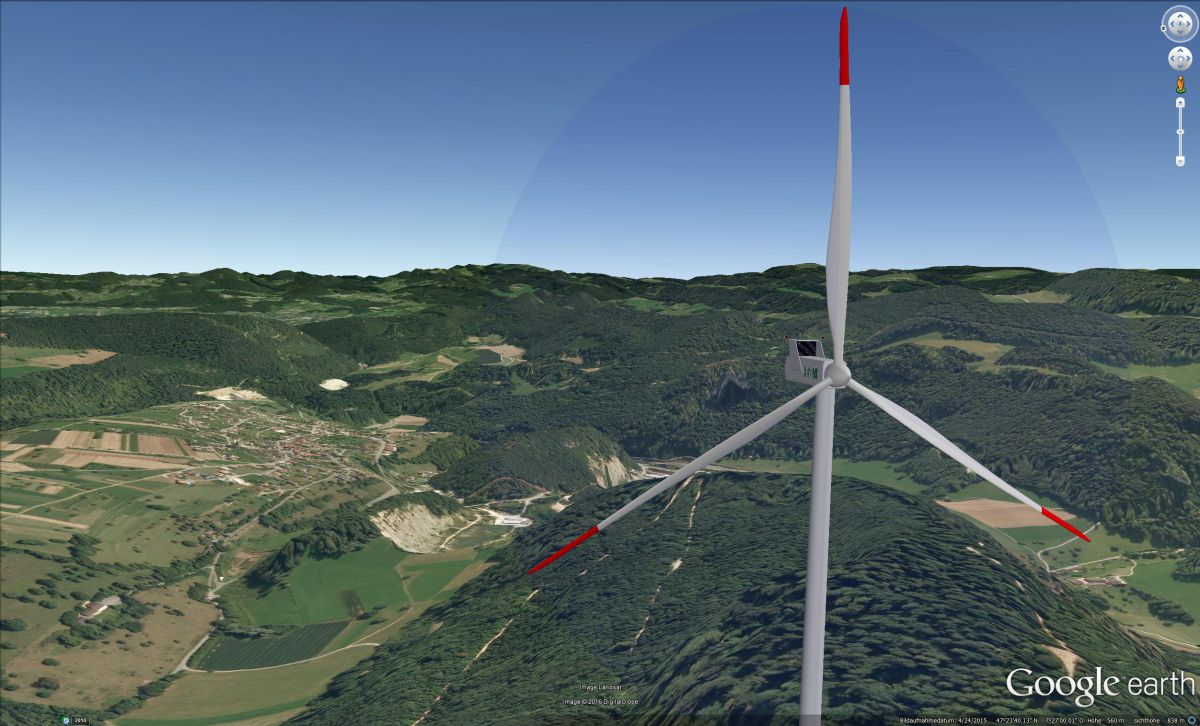 Windpark Liesberg: Sicht von WKA 1 nach Liesberg